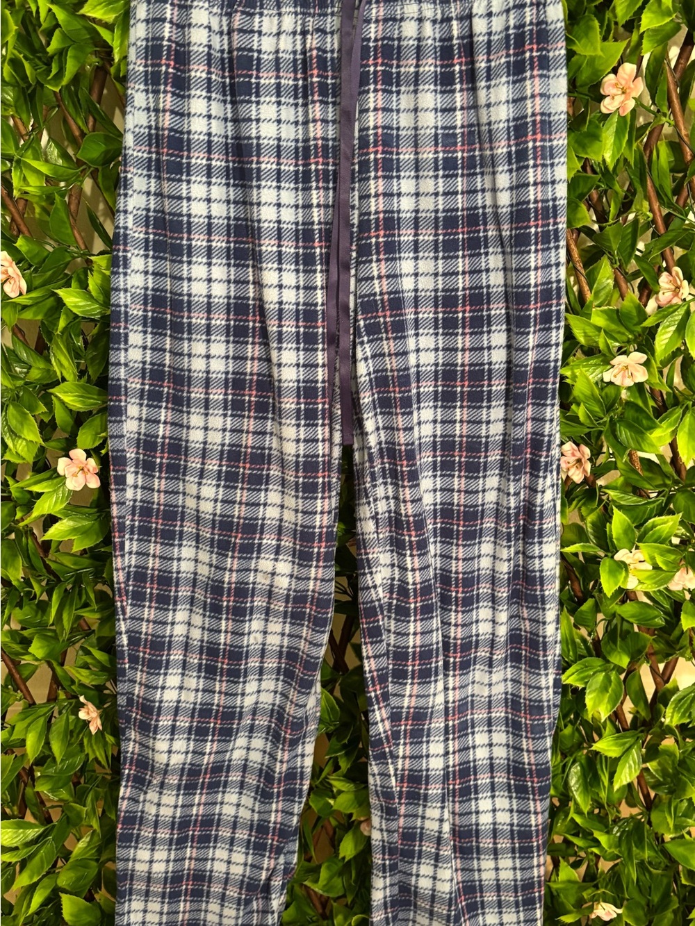 Cozy Navy & White Plaid Fleece Joggers